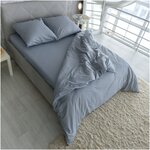 Комплект постельного белья евростандарт RoomTex/ Евро из бязи хлопок /серый - изображение