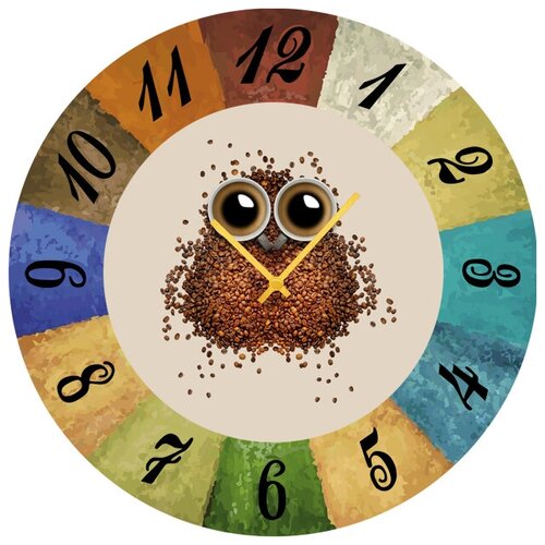 фото Svs настенные часы svs 4002232 kitchen кофейная сова