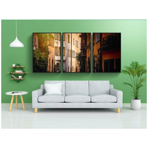 фото Набор модулных постеров для интерьера "аллея, исторический центр, исторический" 60x90 см. в тубусе, без рамки lotsprints