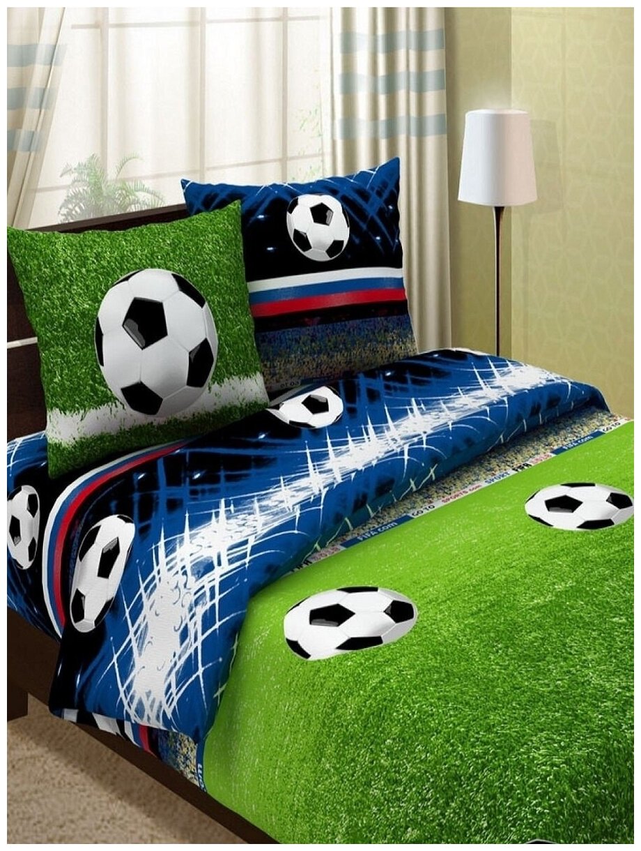 Комплект постельного белья 1,5 спальный Бязь детская коллекция 100% хлопок Футбол - фотография № 1