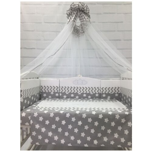 фото Детское постельное белье в кроватку императорское звездное с подушками мамашила