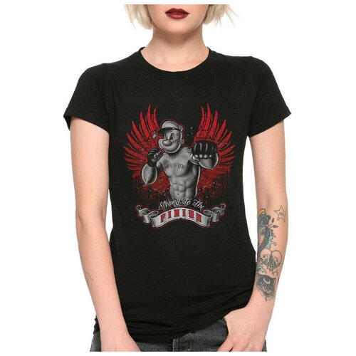 фото Футболка design heroes рок моряк попай женская черная 3xl