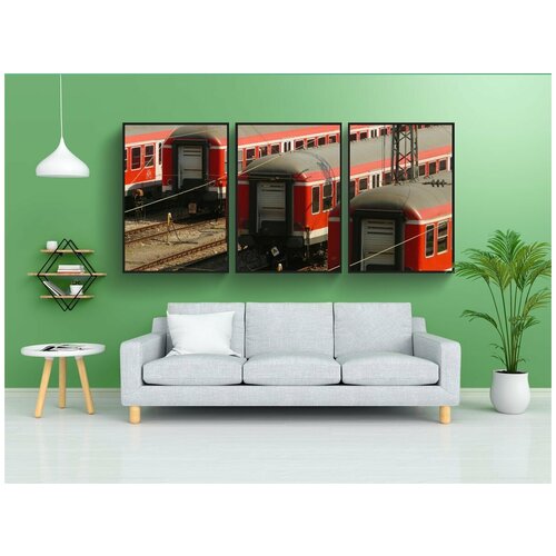 фото Набор модулных постеров для интерьера "тренироваться, поезда, вагоны" 60x90 см. в тубусе, без рамки lotsprints