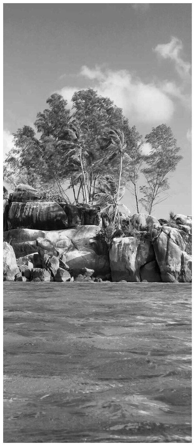 Самоклеящиеся фотообои "Морской рай", размер: 90x210 см, эффект: черно-белый