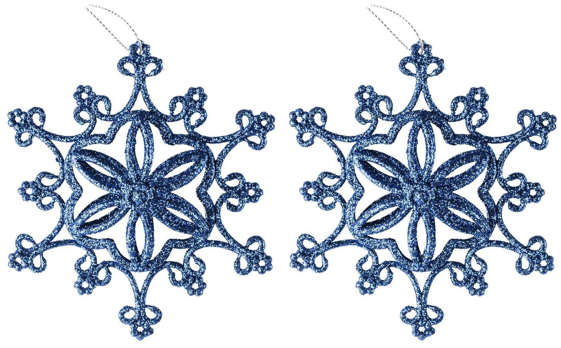 Декоративная подвеска TODI "Снежинка №8" пластик/набор из 2-х штук цвет: синий (125х125 см.)