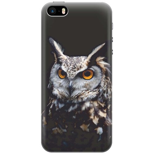 фото Re:paчехол - накладка artcolor для apple iphone se / 5s / 5 с принтом "сова на темном фоне"
