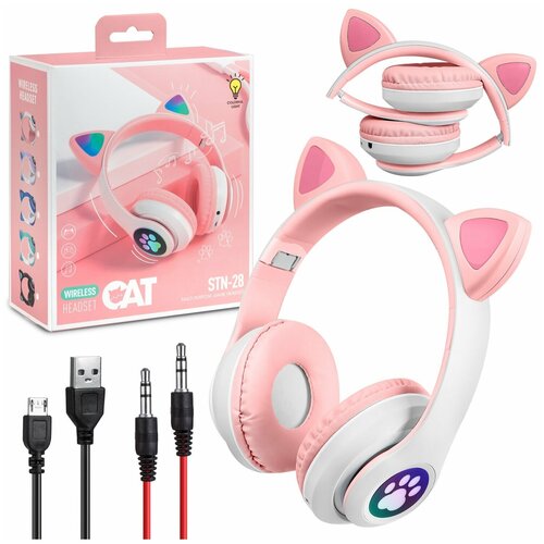 Беспроводные Bluetooth наушники с подсветкой Кошачьи ушки Bluetooth наушники Наушники кошки Наушники с подсветкой Детские наушники 62800₽