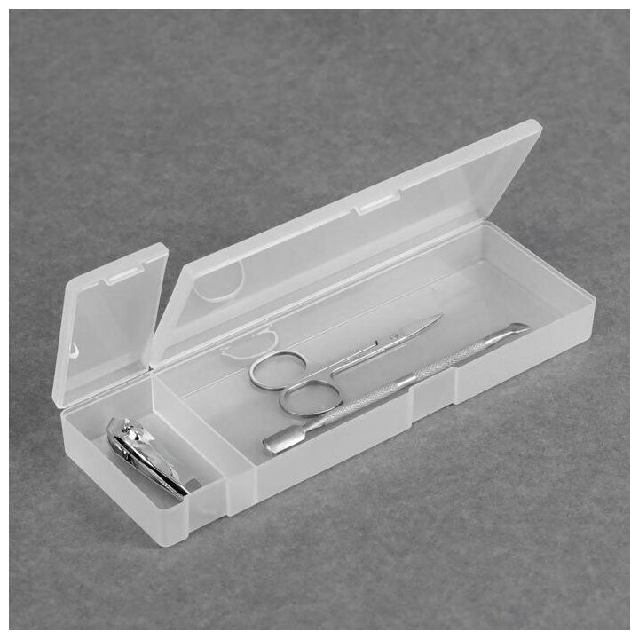 Органайзер для хранения, с крышкой, 2 ячейки, 21 × 7 × 2,5 см, цвет прозрачный