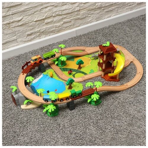 Детский набор «Железная дорога: джунгли», 107 деталей, 50,5 × 11,5 × 35 см