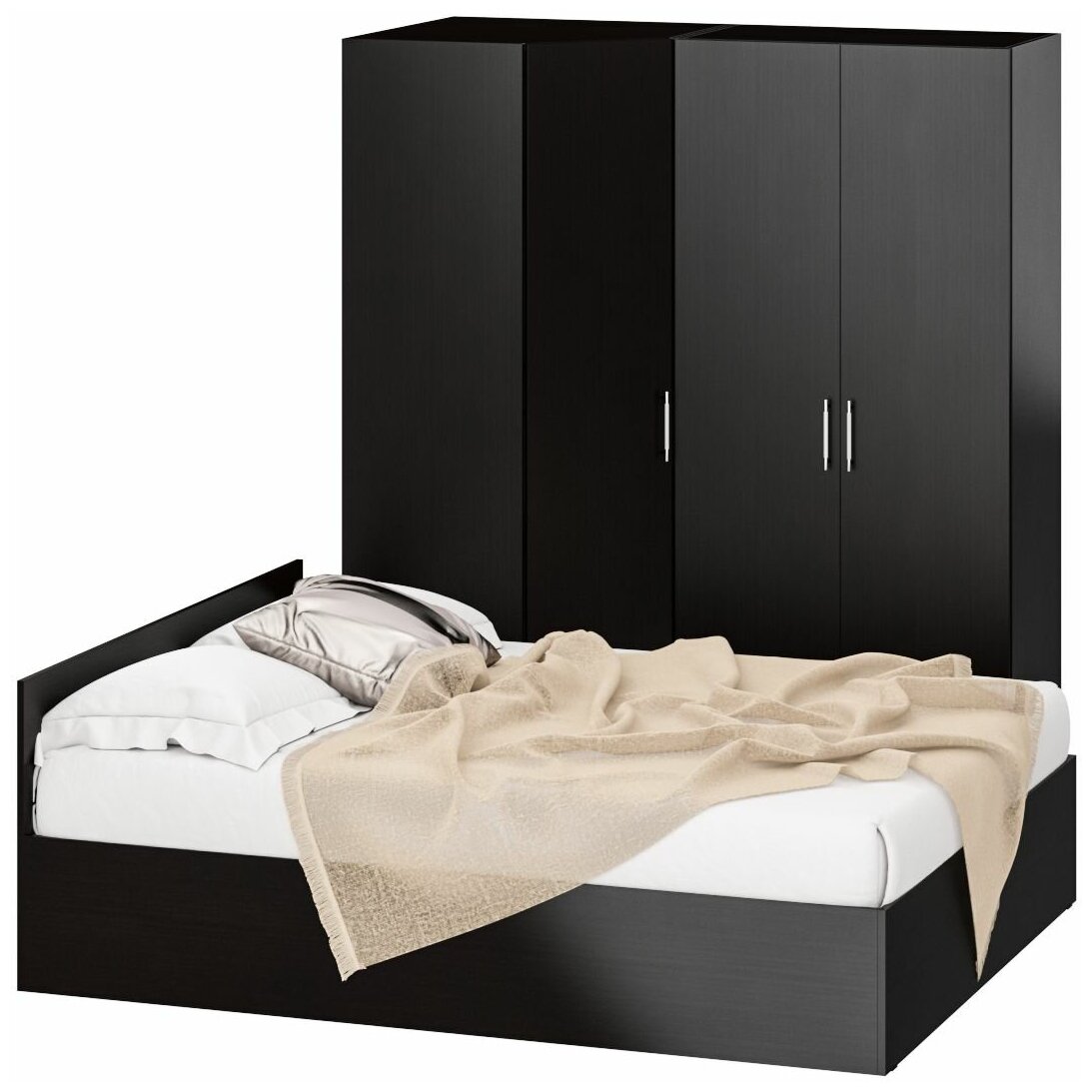 Гарнитур спальный № 2 Стандарт с кроватью 1600, цвет венге, спальное место 1600х2000 мм, без матраса, основание есть