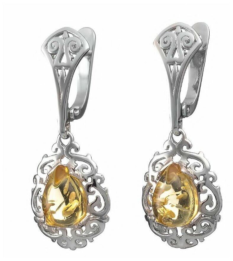 Серьги Amberprofi, серебро, 925 проба, янтарь