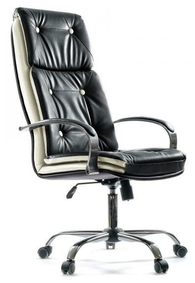 Офисное компьютерное кресло руководителя Роскресла Надир-2 черно-бежевый/экокожа