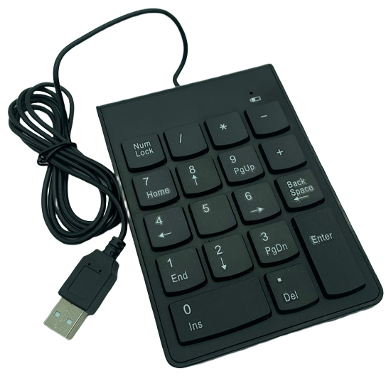 Клавиатура с цифрами (провод USB) 18 клавиш (черная)