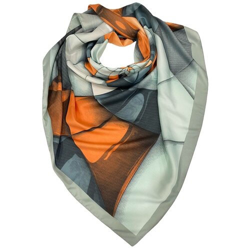 Шелковый платочек Птички\ 90*90см\ серый