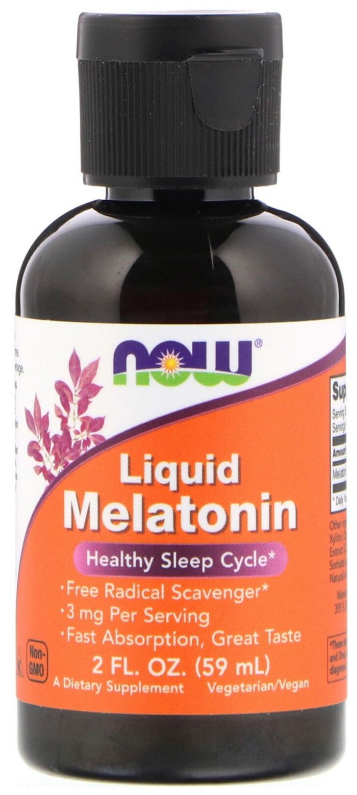 Раствор NOW Liquid Melatonin, 59 мл, 3 мг