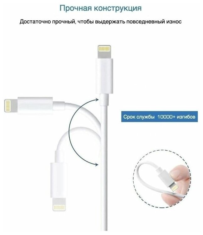 Кабель USB (M)- Lightning (M), 1 м, 1 шт, белый - фотография № 13