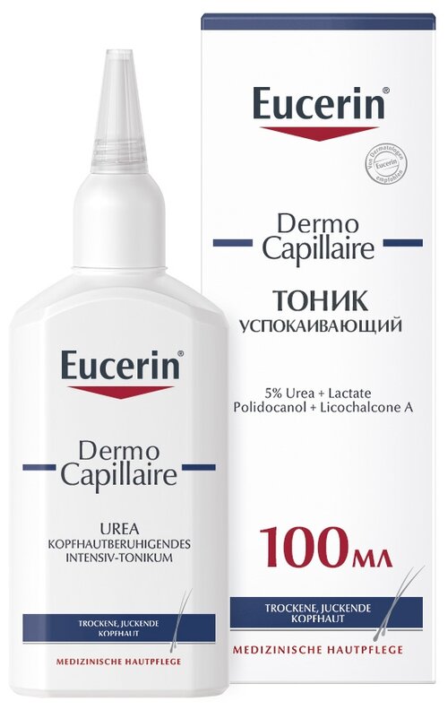 Eucerin Тоник для кожи головы успокаивающий Dermo Capillaire Calming Urea Scalp Treatment, 110 г, 100 мл, бутылка