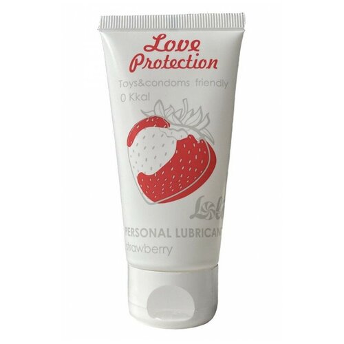 Лубрикант на водной основе с ароматом клубники Love Protection Strawberry - 50 мл.