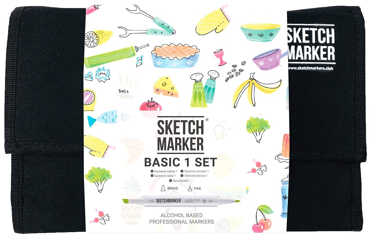 Набор маркеров Sketchmarker Basic 1 set 24 Базовые оттенки сет 1 (24 маркера + сумка органайзер) - фото №1