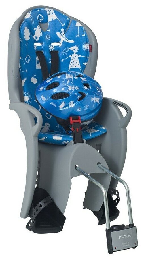 Hamax Детское кресло Hamax Kiss Safety Package (+шлем), цвет Серебристый-Синий
