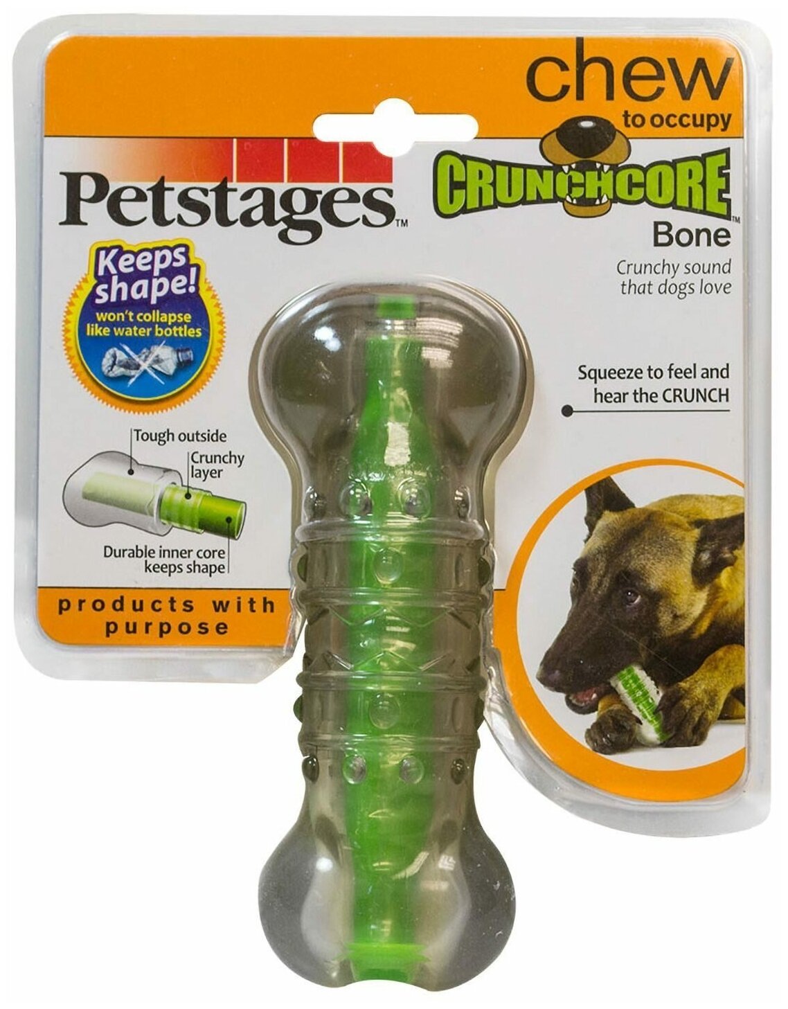 Petstages игрушка для собак "Хрустящая косточка" резиновая средняя - фотография № 1