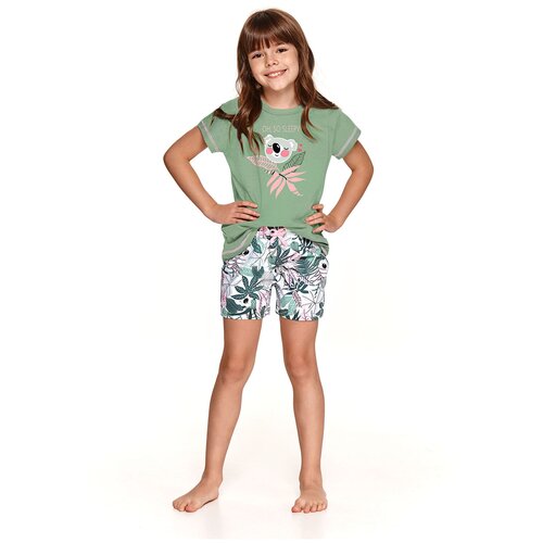 Пижама Taro для девочек, шорты, футболка, размер 92, зеленый