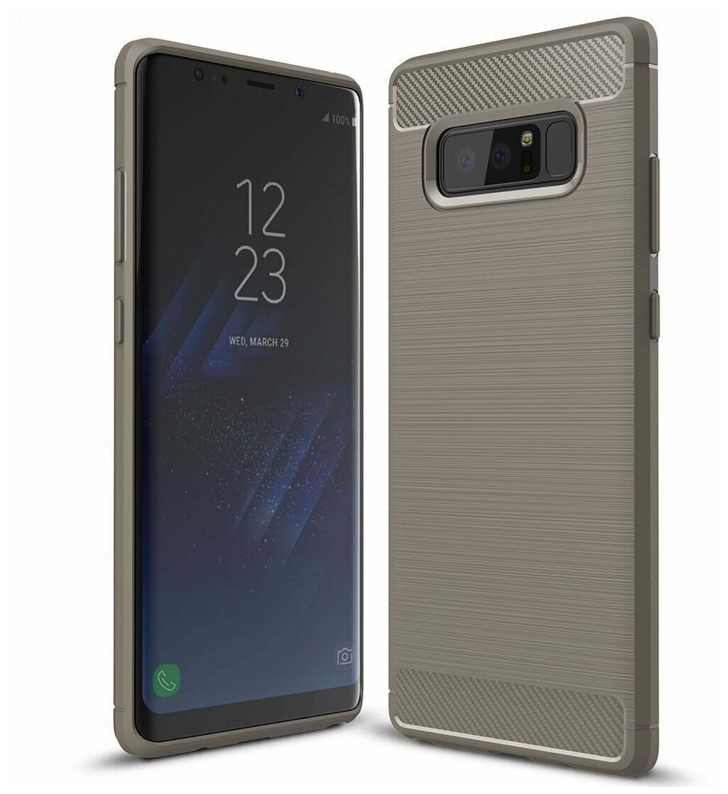 Чехол-накладка Carbon Fibre для Samsung Galaxy Note 8 (серый)