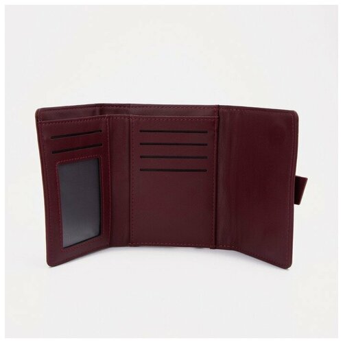 фото Кошелек жен 10-01-01, 13*3*9,5 см, 2 отд, д/карт, д/монет, на магнитах, бордовый