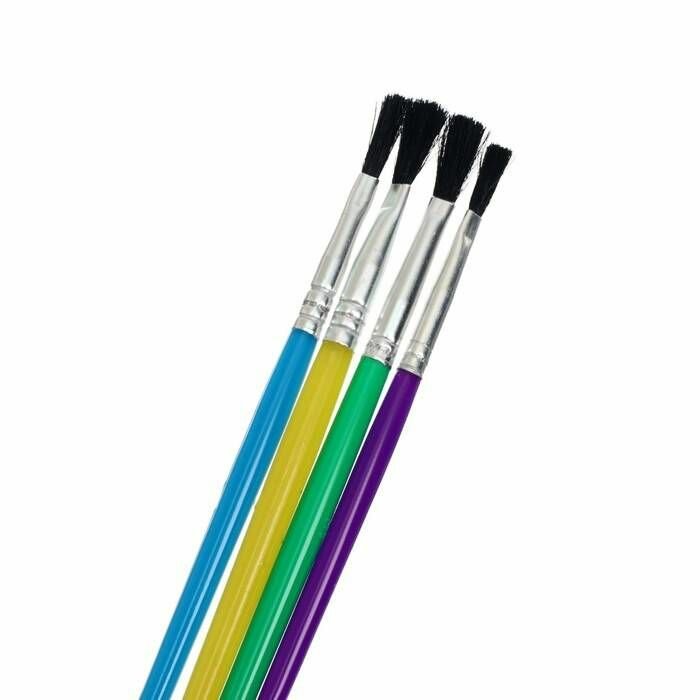 Набор кистей нейлон, 4 штуки, плоские, с пластиковыми, цветными ручками - фотография № 11