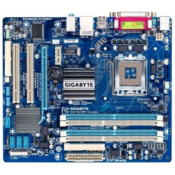 Материнская плата GIGABYTE GA-G41M-COMBO-GQ (rev.3), LGA775, Intel G41, 4xDDR3, 4xSATA, 1xPCIe x16, 1xPCIe x1, 2xPCI, D-Sub, 1x1Gb LAN, 3x3.5 мм, 5.1,