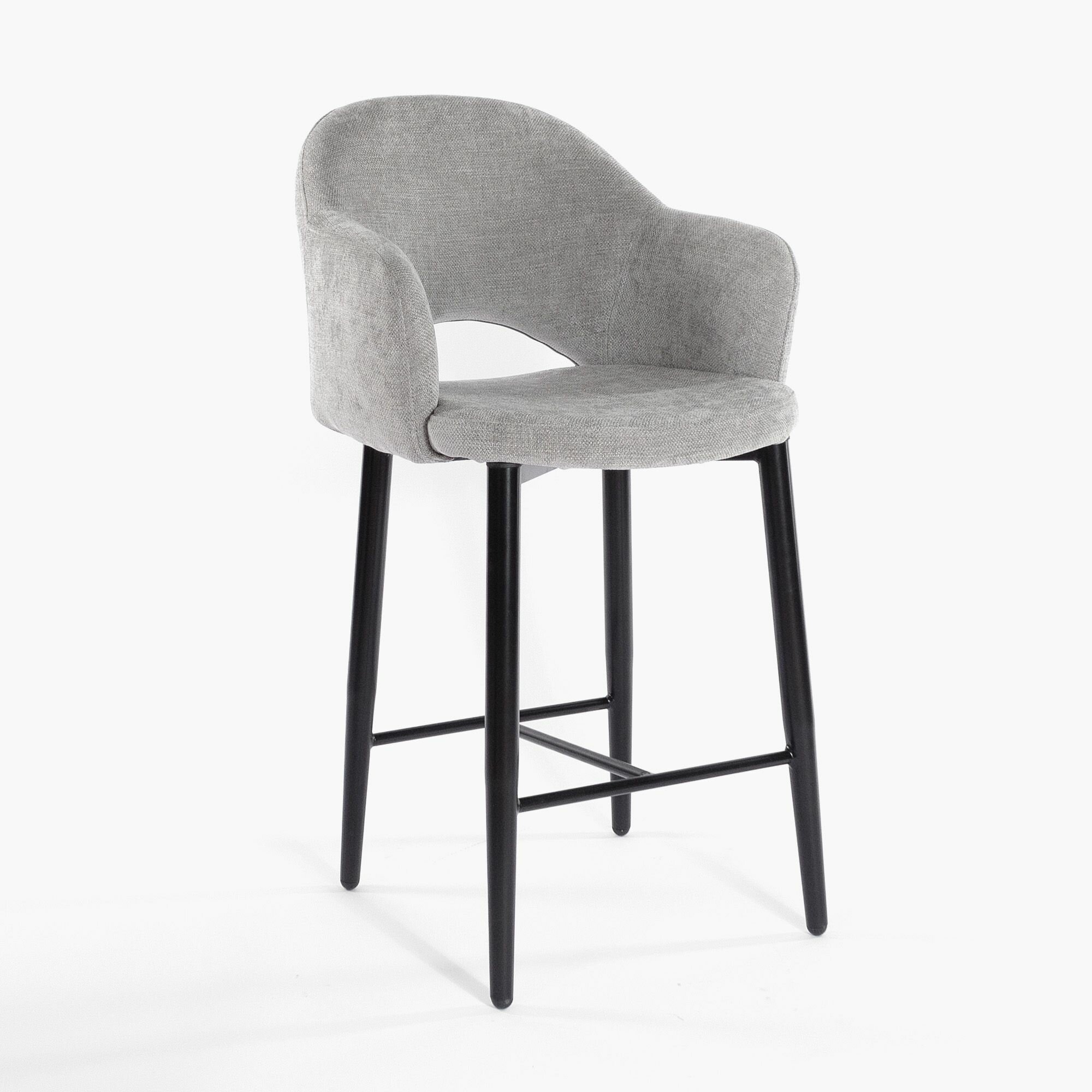 фото Стул полубарный Мартин светло-серая ткань ножки черные для дома/для гостиной/для столовой/для кафе/кухонный стул/стул кухонный