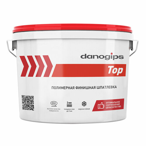 Шпатлевка финишная Danogips Top 10 л/16,5 кг шпатлевка финишная полимерная danogips jet 9 20 кг