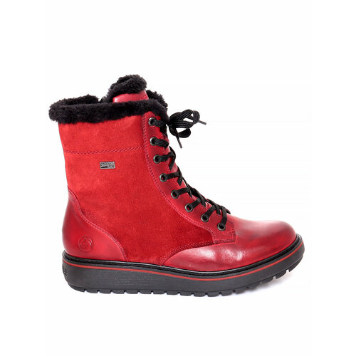 фото Ботинки remonte d0u76-35, зимние, натуральная замша, натуральный велюр, размер 38, красный