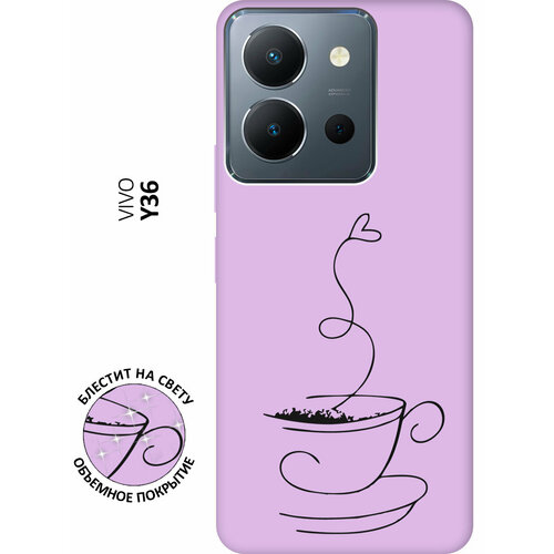 Силиконовый чехол на Vivo Y36, Виво У36 Silky Touch Premium с принтом Coffee Love сиреневый силиконовый чехол на vivo y36 виво у36 silky touch premium с принтом relax for corgi сиреневый