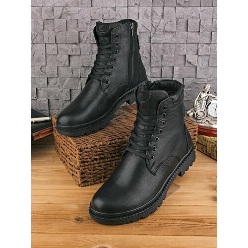 Ботинки STILUS, зимние, натуральная кожа, полнота H, нескользящая подошва, высокие, размер 42, черный