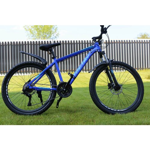 Велосипед горный Richiesto TTF01327s 26in Гидравлические тормоза Алюминиевая рама Взрослыйподростковый Спортивный синий с белым 2634100₽