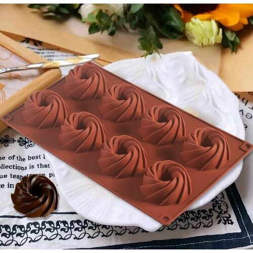 Силиконовая форма для выпечки и запекания для кексов желе пирожных 8 шт 285х17см 492₽