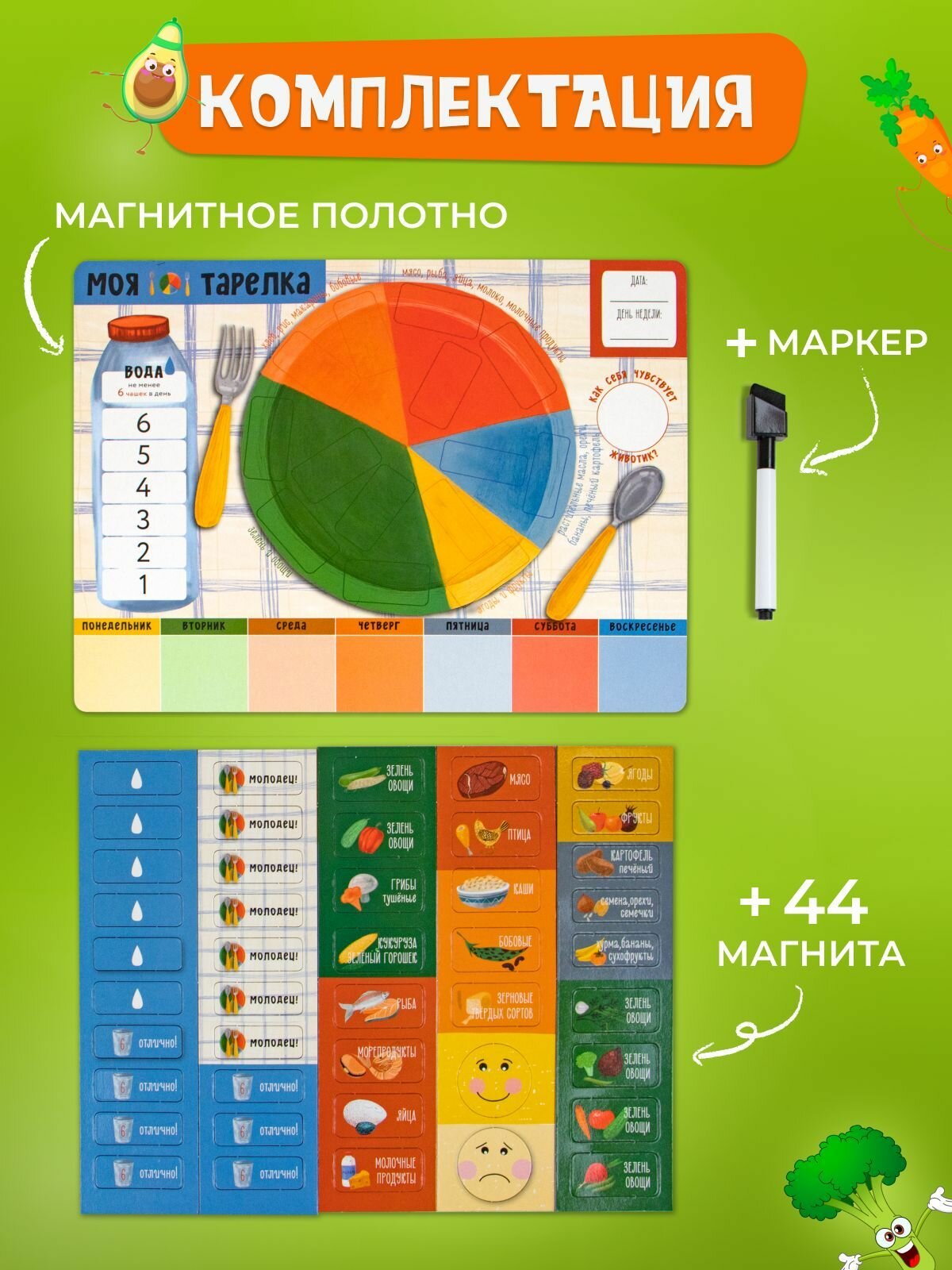Игра магнитная "Моя тарелка". Развивающая игра для детей о правильном питании. — фото 1