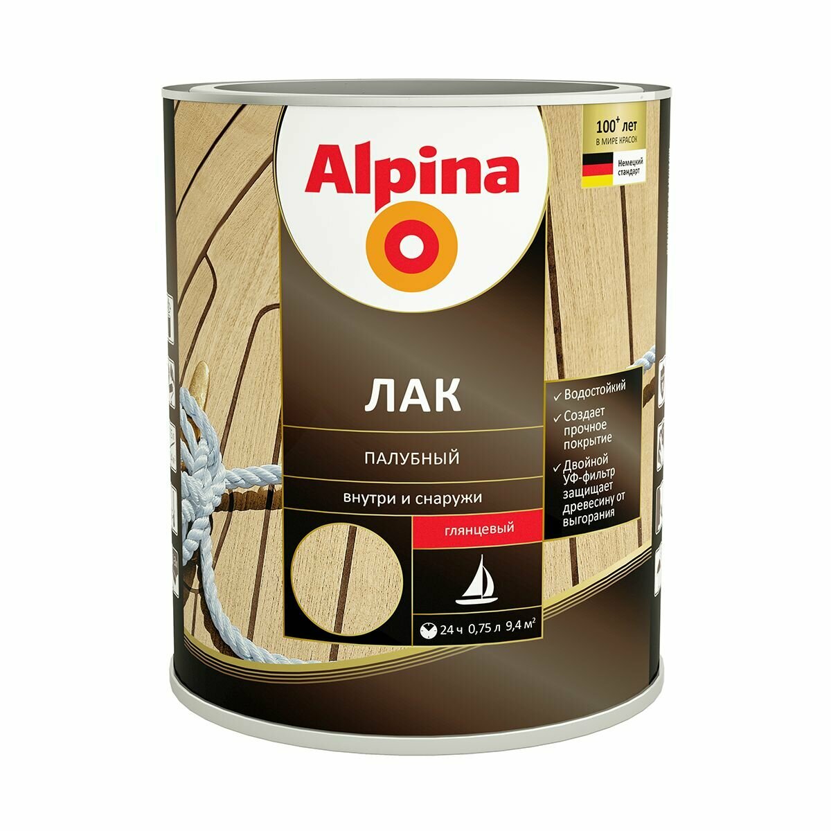 Alpina лак алкидно-уретановый палубный глянцевый (0,75л)