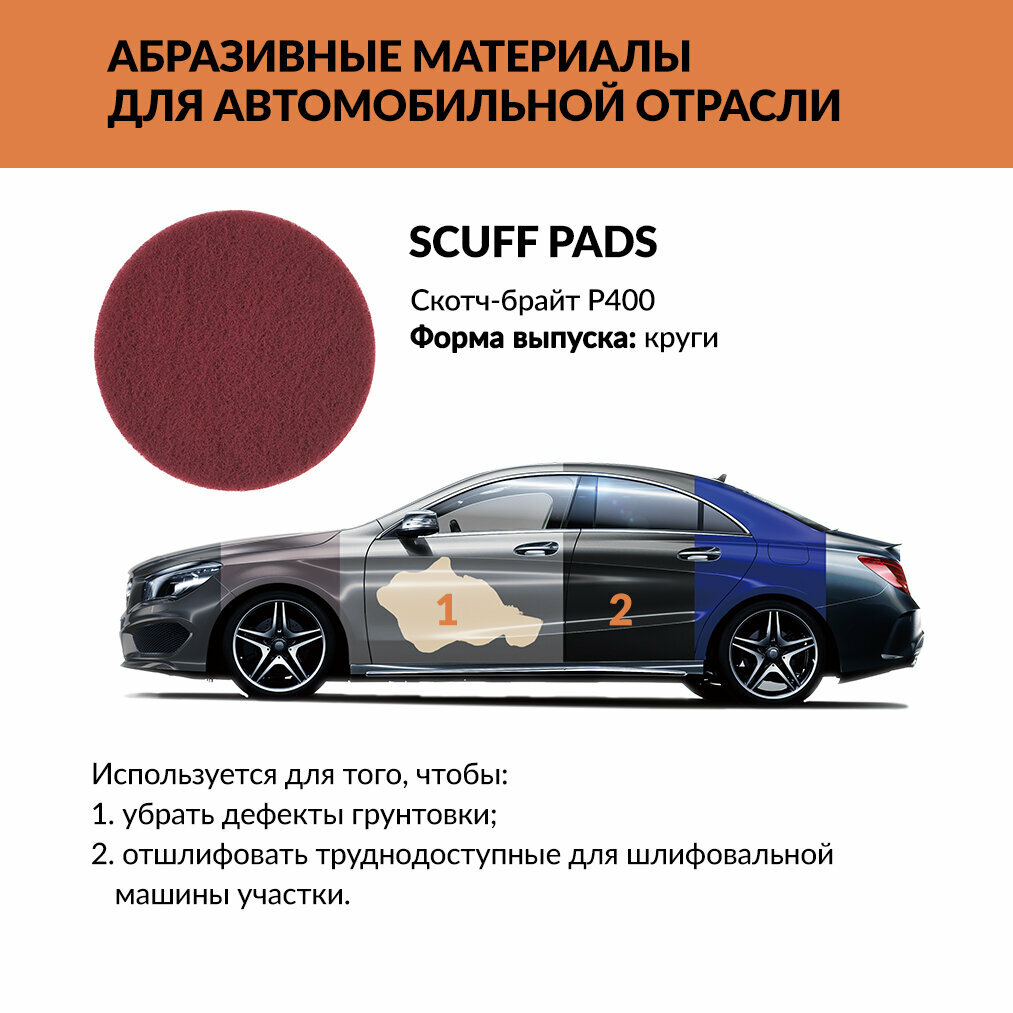 Круги Шлифовальные Скотч-брайт SUNPLUS Круг P400 (10 шт.) (Красный) SCUFF PAD.(150)Red. P400/10