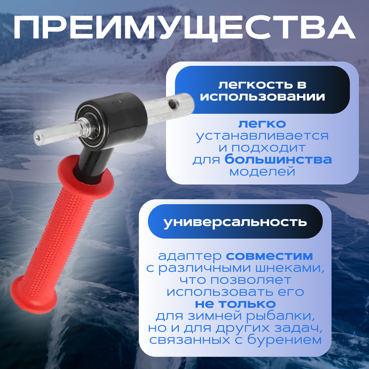Адаптер под ледобур для зимней рыбалки 15.5мм (для ледобура под шуруповерт) — фото 1