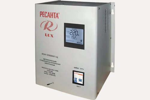 Изображение товара Стабилизатор напряжения РЕСАНТА АСН-12000Н/1-Ц Lux, релейный, однофазный, 12 000 ВА