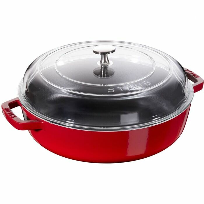 Сотейник со стеклянной крышкой Staub 28 см вишневый - фото №11
