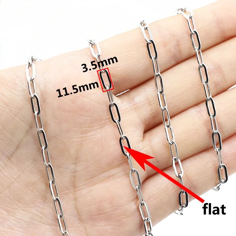 Золотые позолоченные цепи из нержавеющей стали Mibrow 4x12 мм 3.5x11.5mm Flat