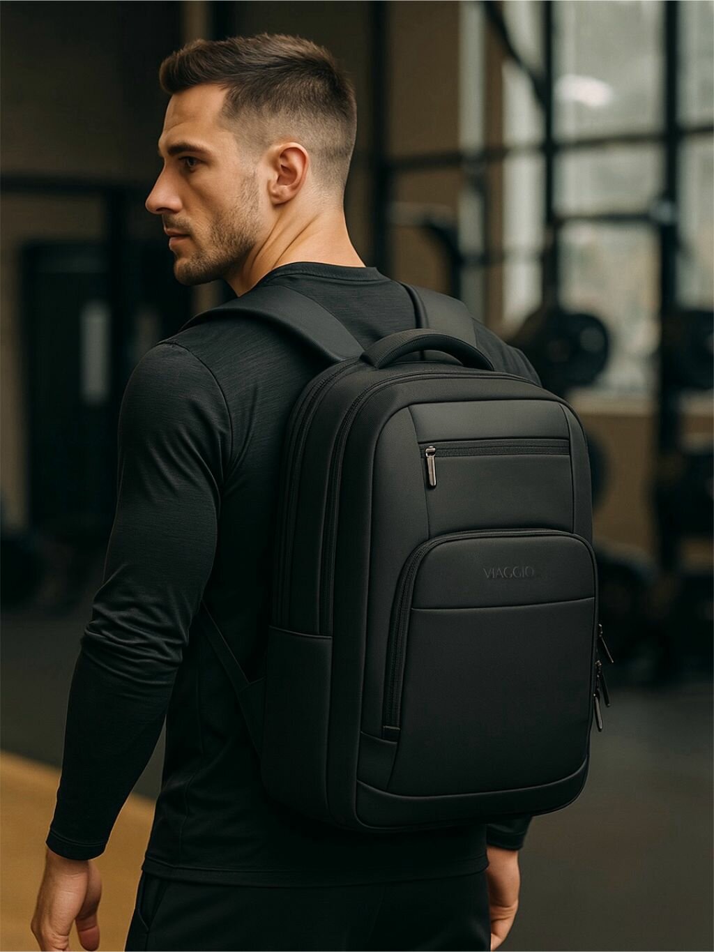 Сумка-рюкзак , 22 л, 15х45х32 см, ручная кладь, черный — фото 1