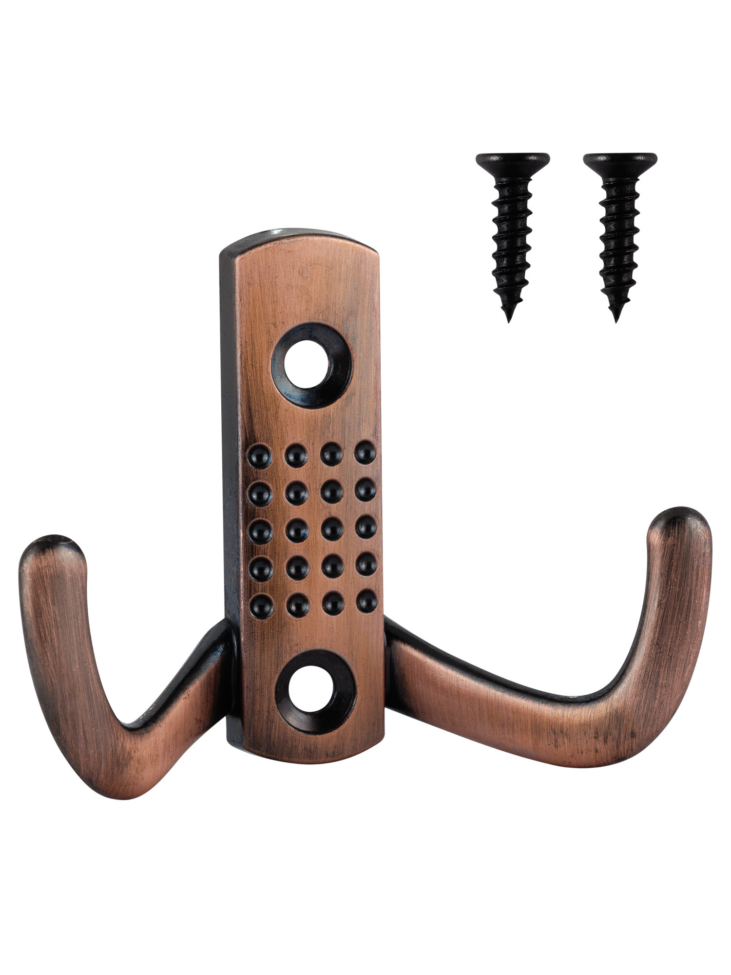 Двойной мебельный медный крючок 47 х 70 мм – 1 шт — надежный держатель для одежды аксессуаров и принадлежностей