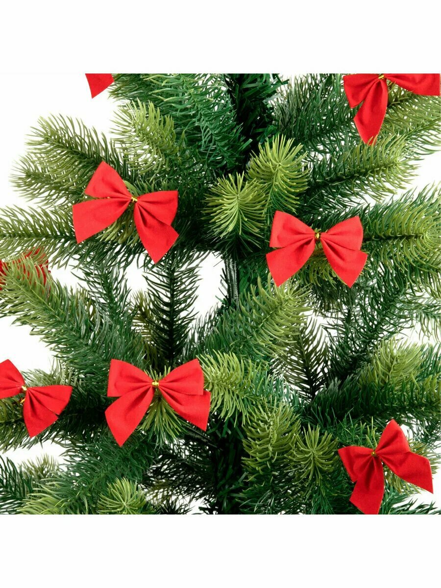 Банты новогодние для елки декоративные набор из 12шт  красные