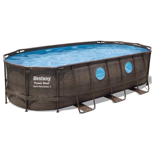 фото Bestway 56714 (427х250х100) фильтр,лестница,тент каркасный бассейн power steel swim vista ротанг