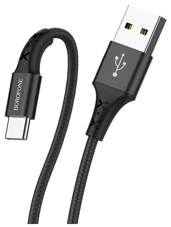 Дата-кабель USB 2.0A для Type-C Borofone BX20 нейлон 1м Black