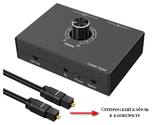 Конвертер Digital Analog+3,5 jack + Switch 2 в 1 с питанием от USB